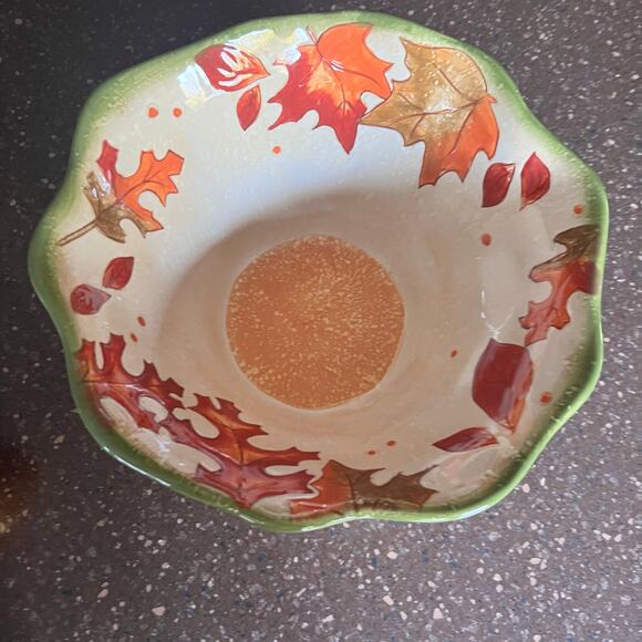 Bella Casa by Ganz Serving Bowl with 3 smaller bowls Featuring Autumn Leaves - Picture 3 of 13